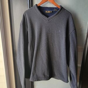 Timberland Sweater Pullover Mens Size XL Dark Gray Fleece V-Neck Logo Embroidere